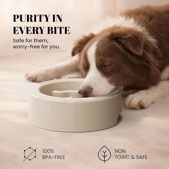 AVERYDAY 3 Pack Slow Feeder Dog Bowl Set, Two Weighted Maze Insert Bowls, Anti-Slip Changeable Puzzle Feeding Bowl for Wet Dry & Raw Dog Food, Slow Eating Deep Pet Food Dish for Medium & Large Breeds