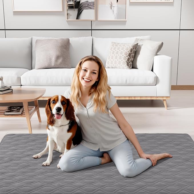 Smiry Reversible Waterproof Couch Covers for Sofa, Washable Dogs Pet Couch Covers for 3 Cushion Sofa Pet Friendly, Water Resistant Furniture Protector Slipcover, Geometric (82"x102", Grey/Light Grey)