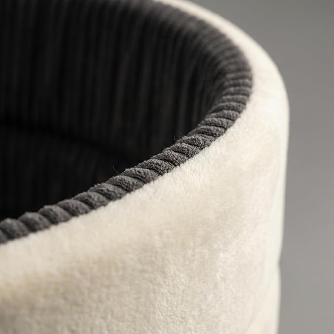 Large Dog Bed Cat Bed 20x30 Inch,Calming Pet Bed for Dogs & Cats,Machine Washable Dog Bed,Half-Enclosed Open-Top Velvet Anti-Anxiety Bed,Cozy Snuggle Bed (White)