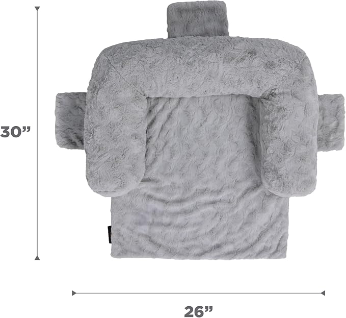Best Friends by Sheri Calming Dog Blanket with Supportive Bolster, Machine Washable Faux Fur Pet Throw, Gray, Medium