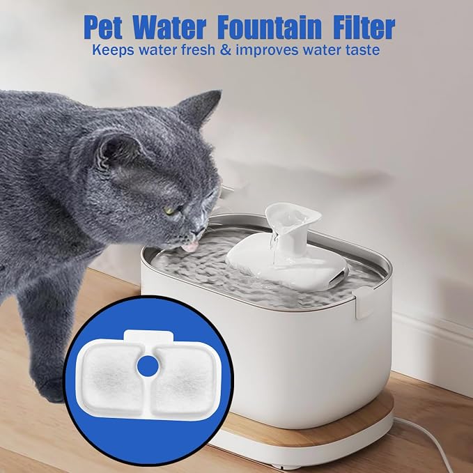 Cat Water Fountain Filter fit for Pet Fountain PLWF005/PLWF115/PLWF105,Pet FountainReplacement Filters (White, 8P)