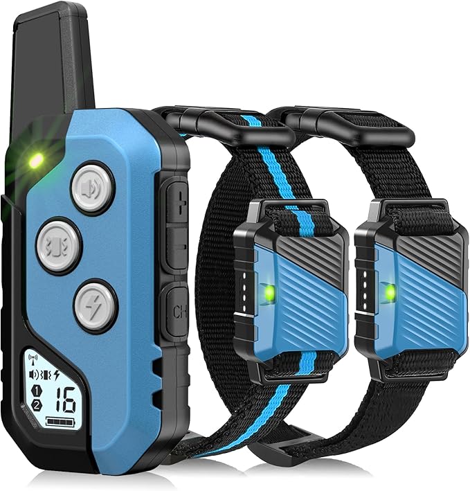 Shock Collar for Dogs, Dog Training Collar with Remote Control for 2 Dogs, 3 Training Modes with Beep, Vibration and Satic, Waterproof, Rechargeable for Large Medium
