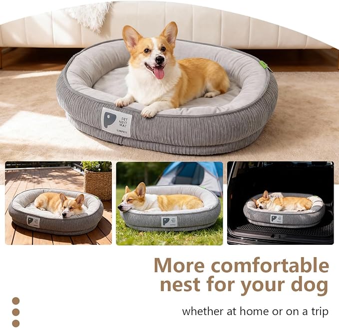 Washable Pet Dog Bed Large Sized Dog,Memory Foam Extra Large Calming Dog Cots Beds for Large Breed Dogs Crate Furniture,XL Dog Bed XXL Indoor Crate Mat with Detachable Bottom and Bolster Cushion