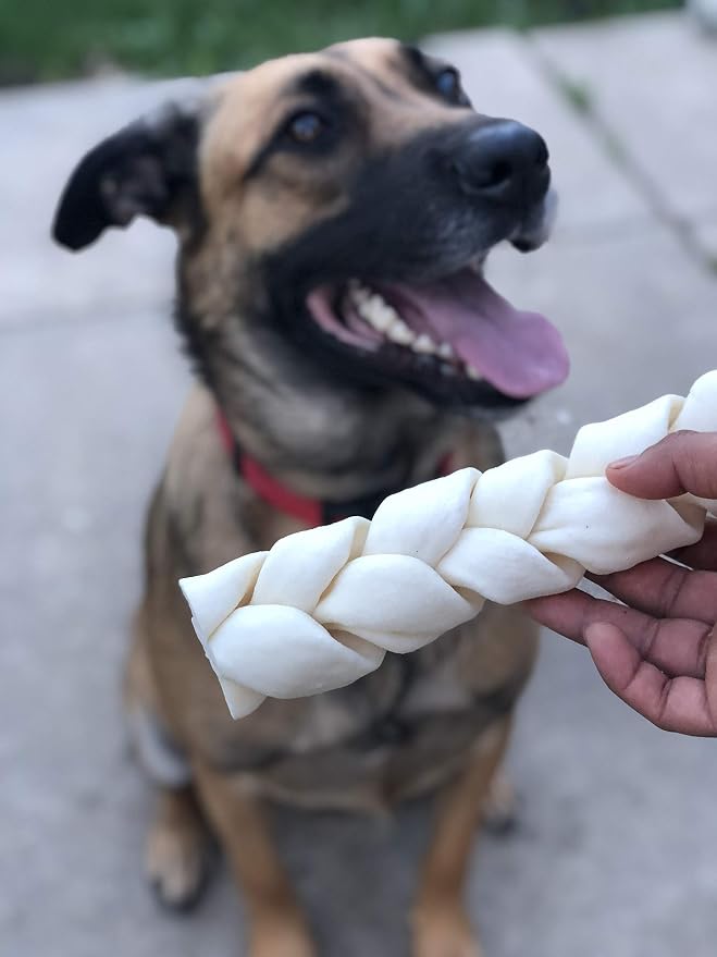 Pet Factory 100% Made in USA Beefhide 7" Braided Sticks Dog Chew Treats - Natural Flavor, 6 Count/1 Pack