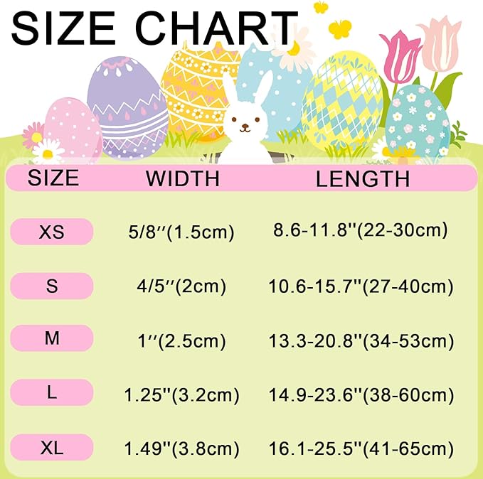 Easter Dog Collar with Bow Tie, Cotton Bunny Bowtie for Large Girl Boy Dog, Cute Rabbit Pet Collar with Metal Buckle, Gift, XS