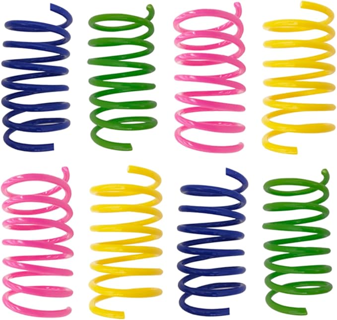 Cat Spring Toys, 24 Pack Cat Spiral Springs for Indoor Cats, Colorful & Durable Plastic Spring Coils Attract to Swat, Bite, Hunt, Interactive Toys for Kittens