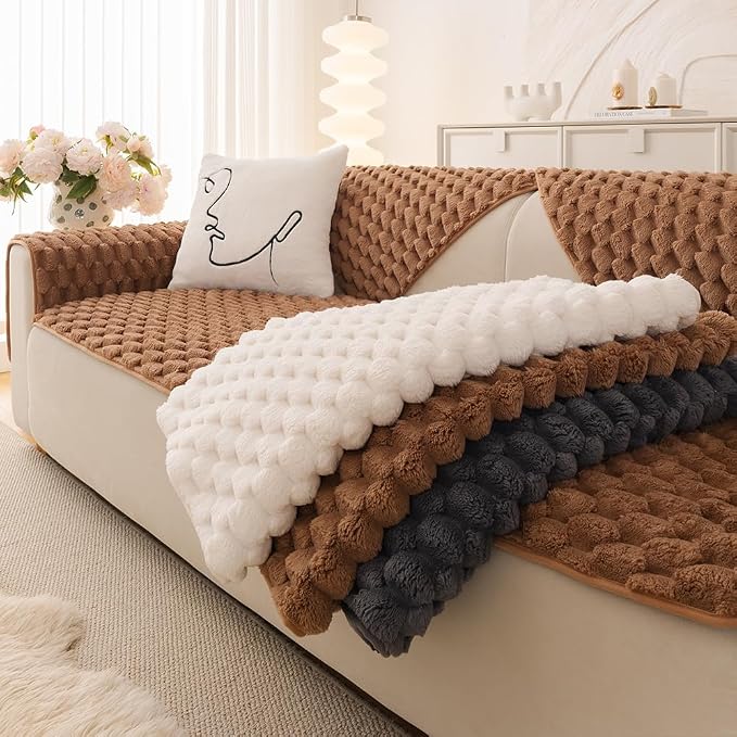 Awjcsv Couch Cover for Dogs Washable, Waterproof Couch Covers for 3 Cushion Couch Sofa Pet Friendly, Soft and Anti Slip (Coffee, 1pc/28"x 83")