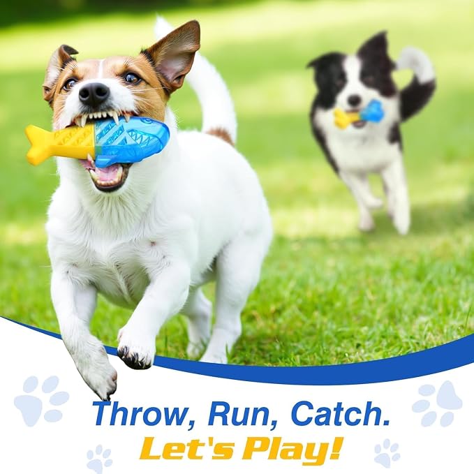 Pawaboo Dog Cooling Chew Toys, 2 Pack Freezable Pet Teething Toys for Summer Cooling, Dog Freezer Chewing Toy for Teeth Cleaning, Reusable Puppy Frozen Toy Relieve Dental Discomfort, Yellow+Blue