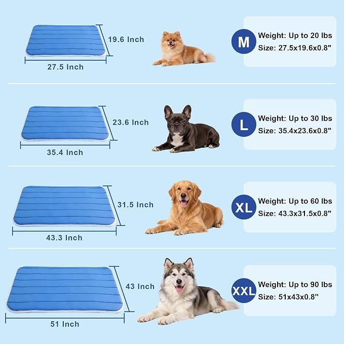 Dog Cooling Mat, Cold Memory Sponge Cooling Mat for Dog, Foldable Crate Pet Bed & Non-Slip, (Q-Max > 0.45) Long-Lasting Cool & Keep Your Pet Cool (X-Large - 43.3x31.5 Inch)