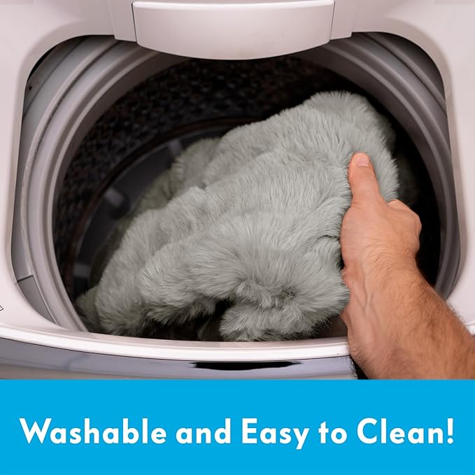 Paw Inspired Waterproof Dog Blanket, Soft Faux Fur Throw with Fur-Resistant Fleece, Washable Pet Blanket, Waterproof Protection for Couch, Bed, Furniture, Crate, Car (40x30, Gray)