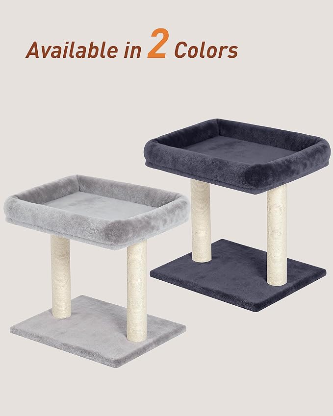Cat Tree with Large Top Perch Bed (19"×15.8"), Small Cat Tower with Scratching Post for Indoor Cats, Dual Natural Sisal Scratcher,Space-Saving,Removable Bed (Dark Gray)