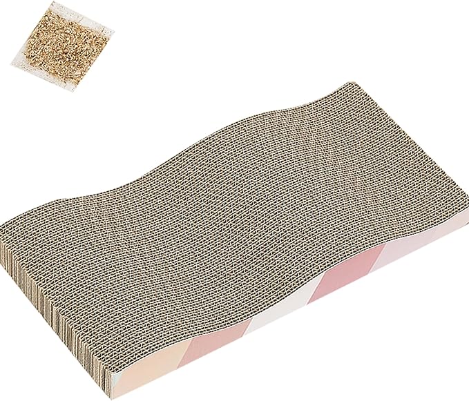 SIDAZON Cat Scratch Pad Cardboard cat scratchers for Indoor Cats Reversible Large Wide Corrugated with Catnip(1pcs)