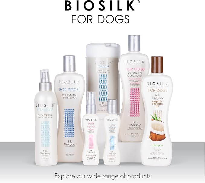BioSilk for Dogs Silk Therapy Moisture Shampoo with Silk Proteins and Vitamins, Restores Shine and Softness, Sulfate Free, Paraben Free, pH Balanced, Made in USA, 12 Fl Oz