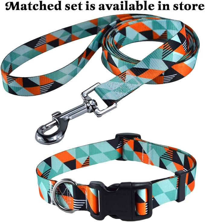 Mihqy Dog Collar with Bohemia Floral Tribal Geometric Patterns - Soft Ethnic Style Collar Adjustable for Small Medium Large Dogs(Geometry,S)