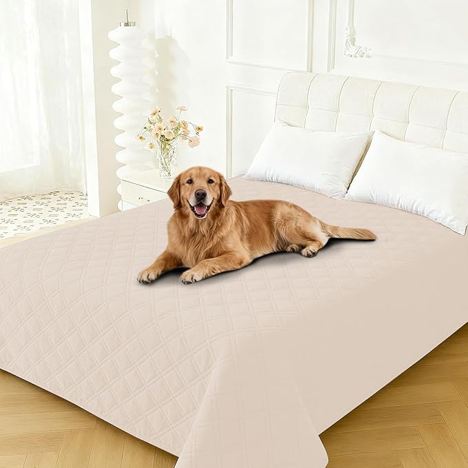 Waterproof Couch Covers for Pets, Waterproof Dog Bed Cover, Anti-Slip Soft Dog Blankets, Couch Cover for Dogs Washable, Pet Blanket for Puppy Large Dogs Cat (82x82 Inch, Beige)