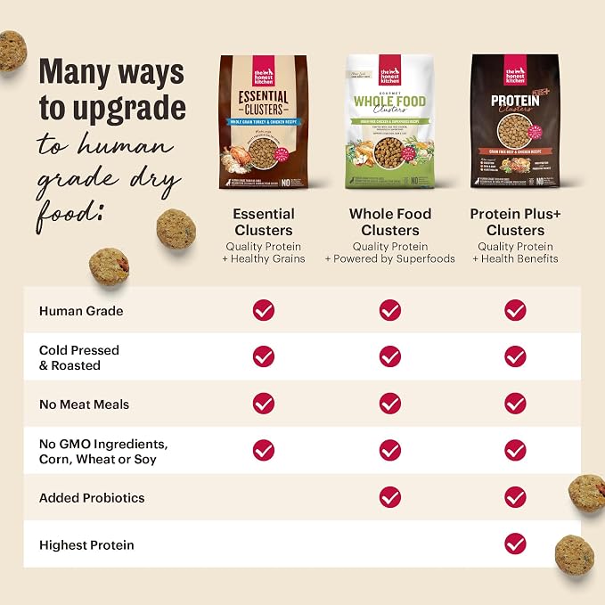 The Honest Kitchen Whole Food Clusters Whole Grain Beef & Oat Dry Dog Food, 1 lb Bag