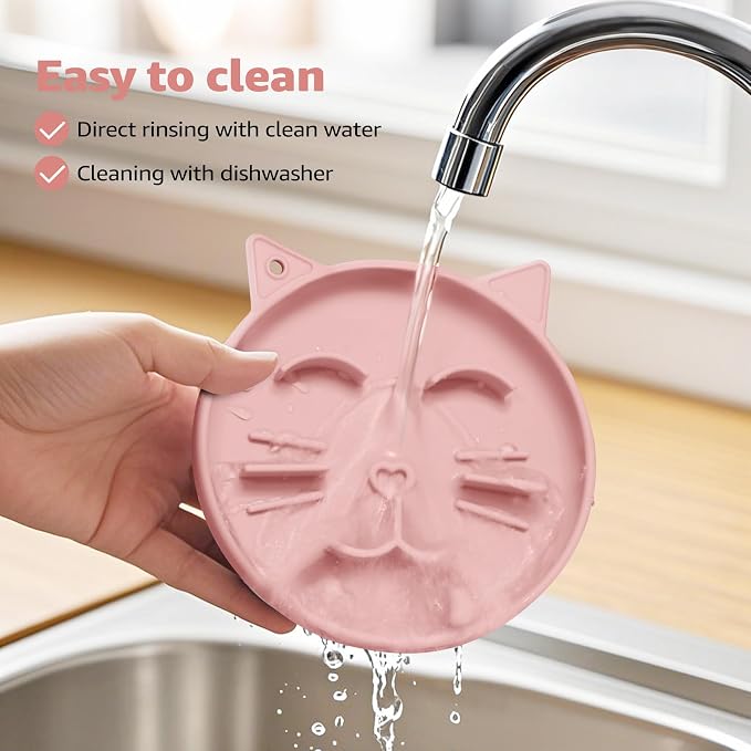 Coomazy Silicone Slow Feeder Dog Cat Bowls, Interactive Puzzle Toy for Pets Dry/Wet Food Training, Keeps Dogs Cats Busy, Prevents Puppy Kitty Overeating (Pink, 0.8 Cup)
