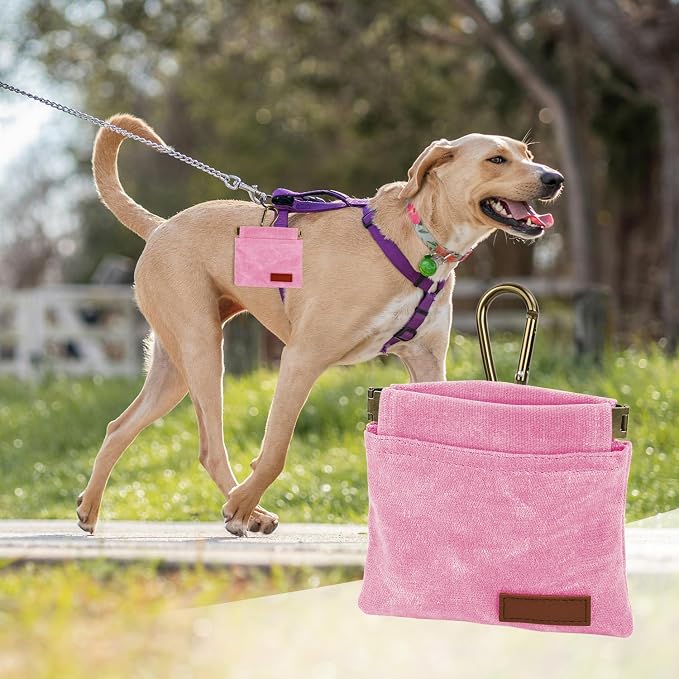 1 Pcs Pocket Pet Training Pouch,Dog Treat Pouch for Portable Pet Dog Walking Bag for Travel or Outdoor Use (Pink)