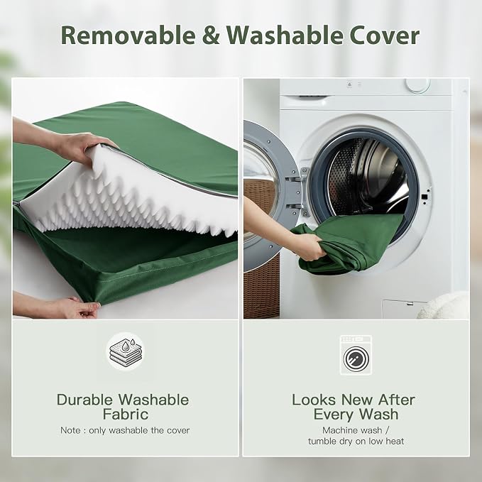 WNPETHOME Outdoor Dog Bed Waterproof, Large Outdoor Dog Bed for Large Sized Dog, Outdoor Indoor Dog Bed with Removable Washable Cover, Egg Crate Foam Dog Crate Mat, Durable Waterproof Dog Bed, Green