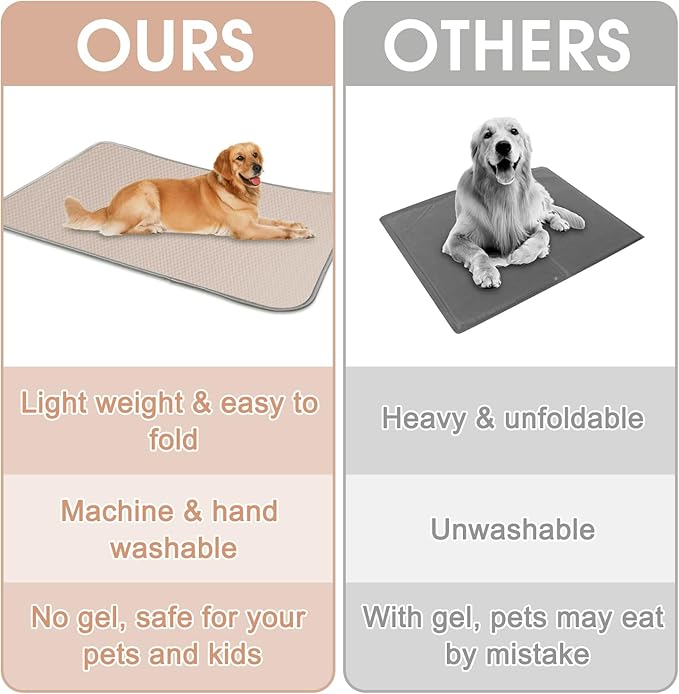 Buvlnee Summer Dog Cooling Mat Washable Ice Silk Self Cool Pad for Small Medium Large Dogs and Cats, Pet Sleeping Pad for Crate, Bed, Indoor & Outdoor Floor, Car Seats