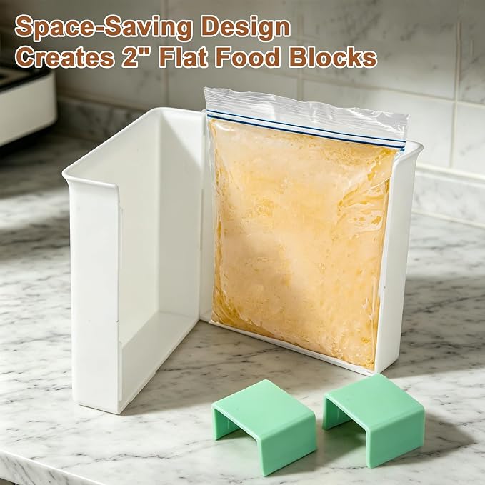 2-Cup 2-Pack Freezer Food Block Maker, Meal Prep Bag Container for Freezing Soups, Sauces, Leftovers & Bone Broth, Portion Freezer Containers for Food Storage