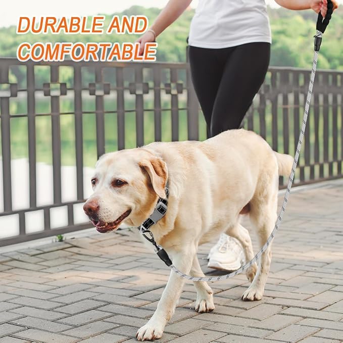 BARKBAY Dog Leashes for Large Dogs Heavy Duty Dog Leash 2 Pack 5 FT with Comfortable Padded Handle Highly Reflective Threads for Medium Large Dogs Walking Training Running (5FT-1/2,Gray+Black)