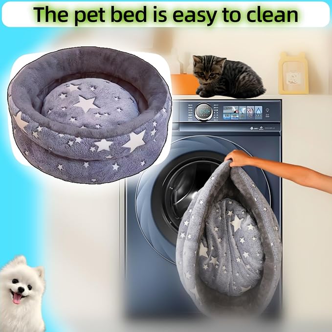 Dog Beds for Small Dogs -Cute Cat Beds for Indoor Cats Calming Pet Beds, Circle Orthopedic Cuddle Puppy Bed with Jacquard Shaggy Plush & Anti Slip Bottom,Dark Grey-Medium