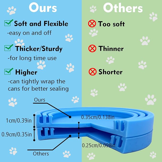 Comtim Pet Food Can Cover Silicone Can Lids for Dog and Cat Food(Universal Size,One fit 3 Standard Size Food Cans),Blue and Green