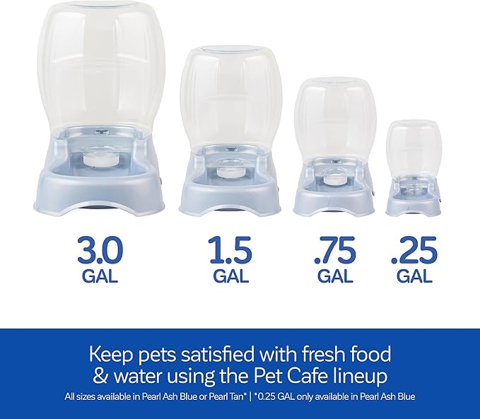 Petmate Pet Cafe Cat and Dog Water Dispenser Extra Small Water Bowl for Kittens and Puppies, USA Made, 0.25 GAL, 7.3"H, Pearl Ash Blue