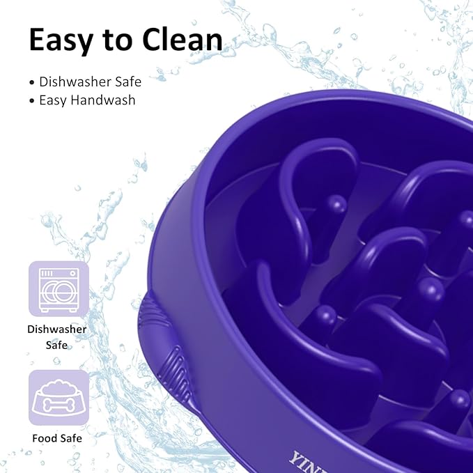 YINEYA 4 Cups Slow Feeder Dog Bowls Large Breed, Anti-Choking Pet Supplies, Maze Dog Food Bowl, Puzzle Feeder That Slow Down Eating 2PCS