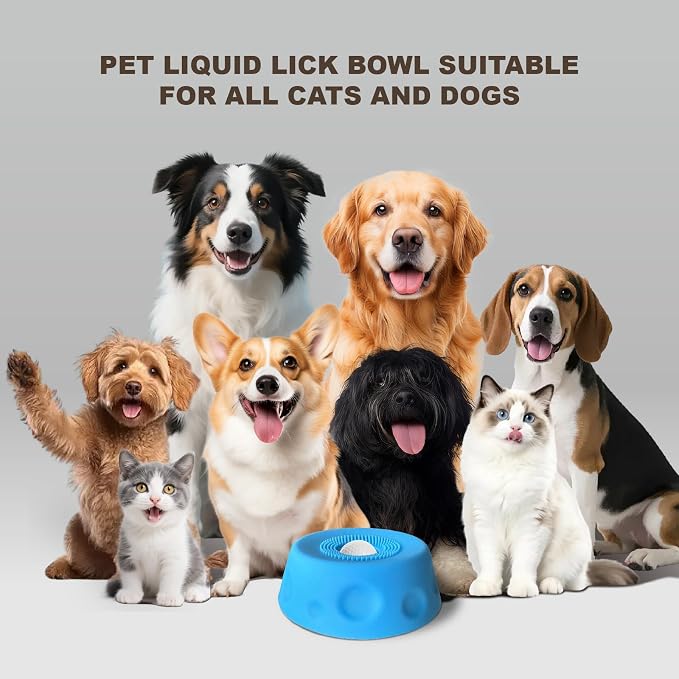Premium Dog Lick Bowl, Dog Lick Bowl with Ball, Food-Grade Silicone Lid & Surlyn Ball, Anti-Spill Suction Base, Dog Slow Feeder, Lick Ball for Dogs