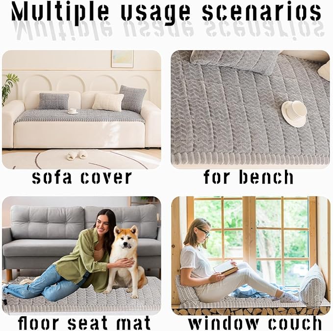 Mitid Sofa Cover Fuzzy Couch Cover for Pet, Couch Covers for Dogs Washable Non-Slip Sofa Slipcover Cushion Protector Pets Friendly Mat