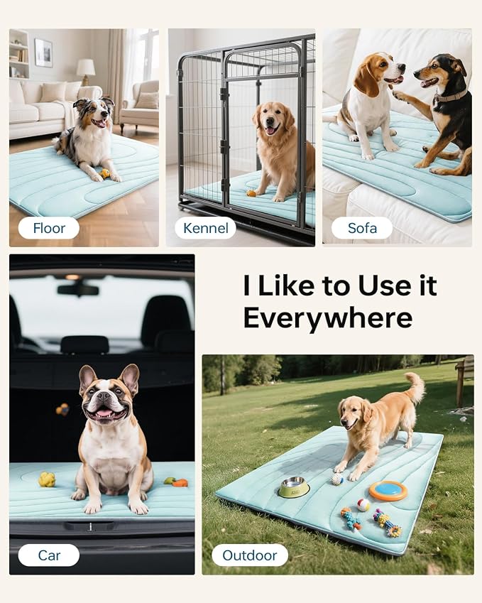 Cooling Mat for Dogs, 48"x28" Self-Cooling Pet Bed - Advanced Arc-Chill Technology 3.0 (QMAX>0.5) for Instant Cool, Non-Slip Washable Floor Mat for Large Dogs, Indoor Outdoor Use - Blue