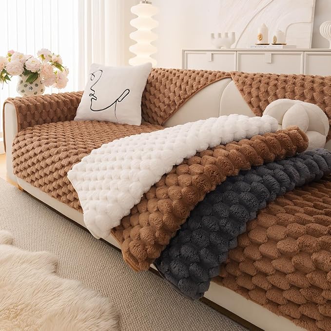 Awjcsv Couch Cover for Dogs Washable, Waterproof Couch Covers for 3 Cushion Couch Sofa Pet Friendly, Soft and Anti Slip (Coffee, 1pc/36"x 83")