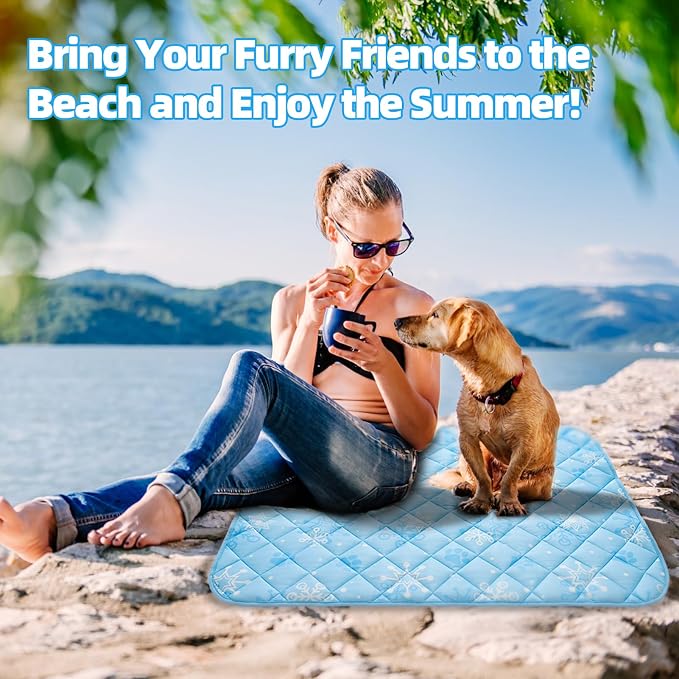 Homimp Dog Cooling Mat,15.5" x 19.5" Thicken Self-Cooling Mat for Dog&Cat,Internal Waterproof& Endothermic,Washable Pet Ice Cool Pad Blanket,Pet Sleeping Pad for Indoor Outdoor in Summer, Non-Toxic