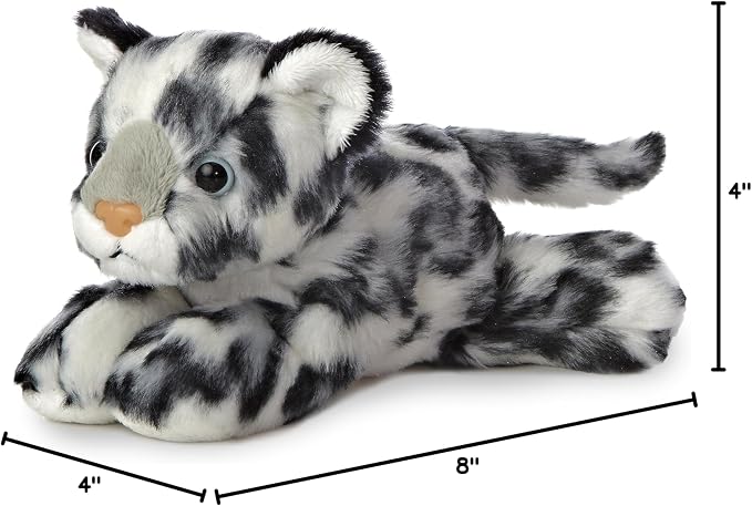 Aurora® Adorable Mini Flopsie™ Snow Leopard Stuffed Animal - Mini Companions Ready for Playful Adventures - for Kids All Ages, Toddlers, Adults, and Families - Gray 8 Inches