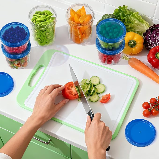 BiuLeon 12 Pack- 34/24/17oz Freezer Storage Containers, Plastic Food Storage Containers with Twist Top Lids, BPA Free and Reusable Soup Containers with Lids, Leakproof/Microwave/Dishwasher Safe