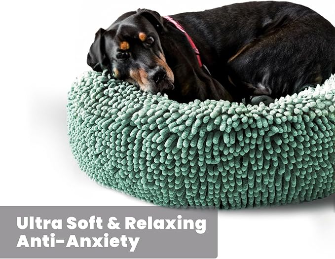 Muddy Mat® Cloud K-9 Bed for Dogs & Cats, Soft & Relaxing Donut Dog Bed, Chenille Material, Removable Cover, Washable & Dryer Safe–Seafoam Green Small(25'x25')