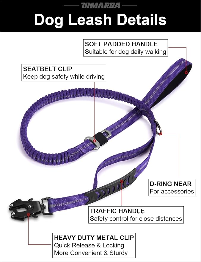 Heavy Duty Dog Leash, 4-6FT Shock Absorbing Dog Leashes with Traffic Handle and Comfortable Padded Handles, Advanced Easy Metal Clip, No Pull Reflective Leash for Medium Large Dogs that Pull (Blue)