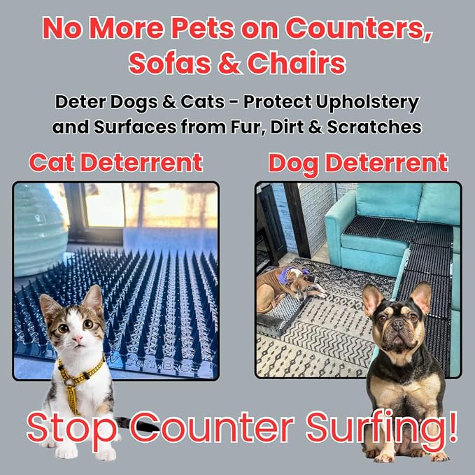 Scat Mats for Dogs & Cats - 10 Pack | Pet Repellent Mats | Keep Dogs Off Couch & Furniture | Keep Off Countertops | Scat Mat for Cats | Deterrent for Pets