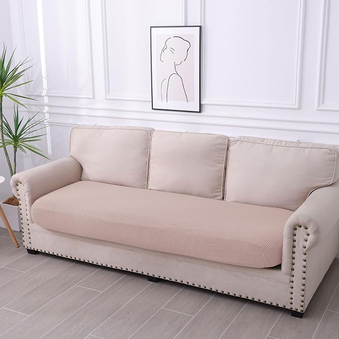 hyha Waterproof Couch Cushion Covers for Pets, Non Slip Sofa Cover for Dogs Washable, Soft Thick Stretch Jacquard Fabric, Sofa Slipcovers with Elastic Bottom (1 Piece for Large, Pink)