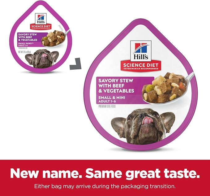Hill's Science Diet Adult 1-6 Small & Mini Wet Dog Food, Beef & Vegetables, 3.5 oz. Trays, 12-Pack