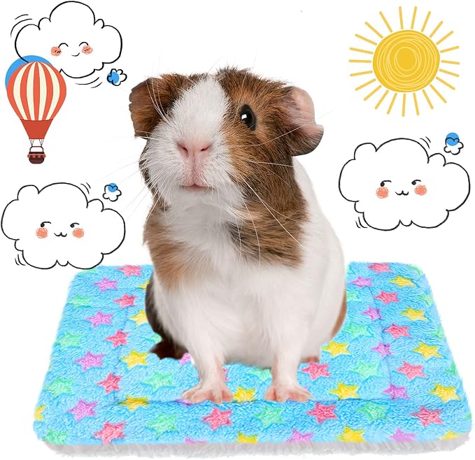 Jetec 4 Piece Guinea Pig Blankets 10 x 11 Inch Absorbent Washable Small Animal Fleece Bedding Reusable Pet Pee Sleep Mat Pad Cover for Chinchilla Hamster Ferret Rabbit