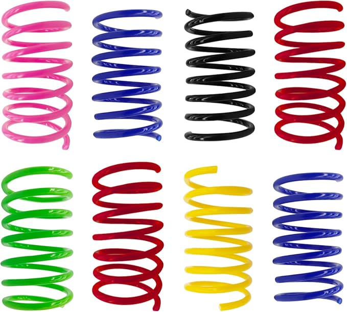 6Colors Plastic Spring Cat Toys, 24 Pack Spiral Springs for Indoor Cats to Swat, Bite, Hunt, Interactive Toys for Cats and Kittens