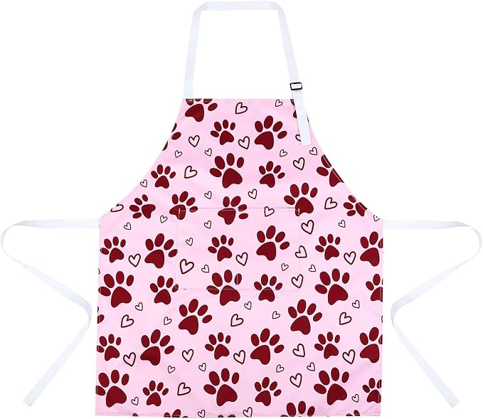 Dog Grooming Waterproof Apron with 2 Pockets, Cute Animals Puppy Dog Pets Apron
