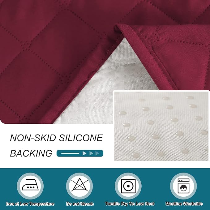 Turquoize 100% Waterproof Sofa Covers Chaise Lounge L Shape Sofa Protector Slip Cover Triple Non-Slip Sofa Slipcover for Sectional Couch Cover for Pets, Kids (Chaise, Burgundy)