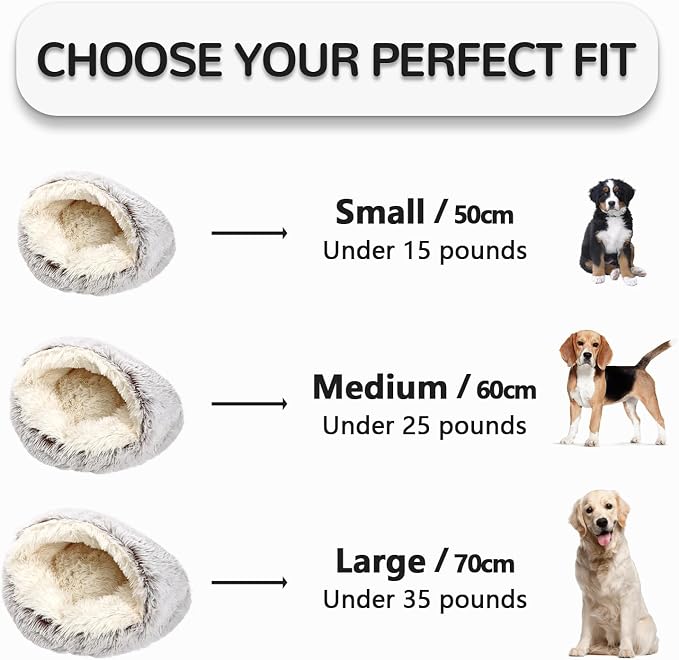 Calming Cat Beds, Fluffy Plush Round Cat Cave Washable, Cozy Warming Anti-Slip Small Dog Bed for Puppy and Kitten, Soft Anti Anxiety Pet Nest (20×20 inch, Grey)