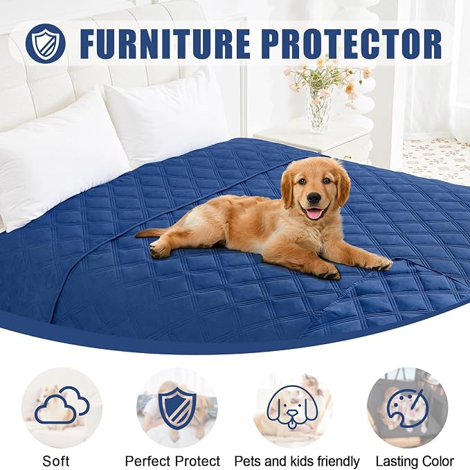 Smiry Waterproof Dog Bed Cover Blanket 52x82, Soft Reversible Pet Blanket, Washable Leakproof Cats Dogs Couch Cover for Sofa, Couch, Furniture, Navy/Navy