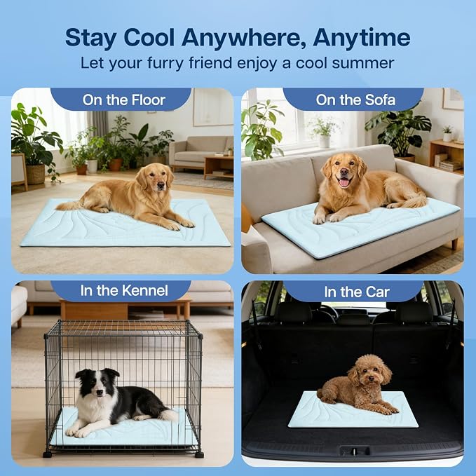 Dog Cooling Mat, 59"x40" Cooling Mat for Large Dogs, Arc-Chill Cold Fabric Delivers Rapid and Lasting Cool (Q-Max>0.5), Portable & Washable Pet Pad for Summer
