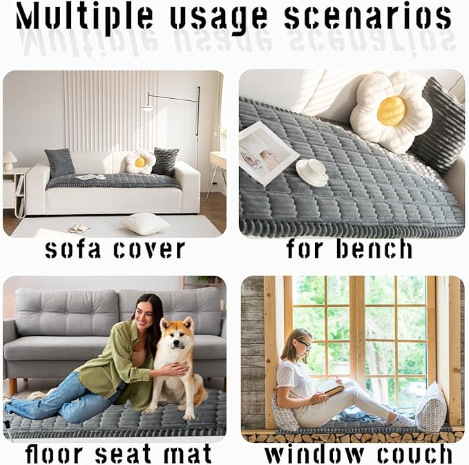 Mitid Sofa Cover Fuzzy Couch Cover for Pet, Couch Covers for Dogs Washable Non-Slip Sofa Slipcover Cushion Protector Pets Friendly Mat